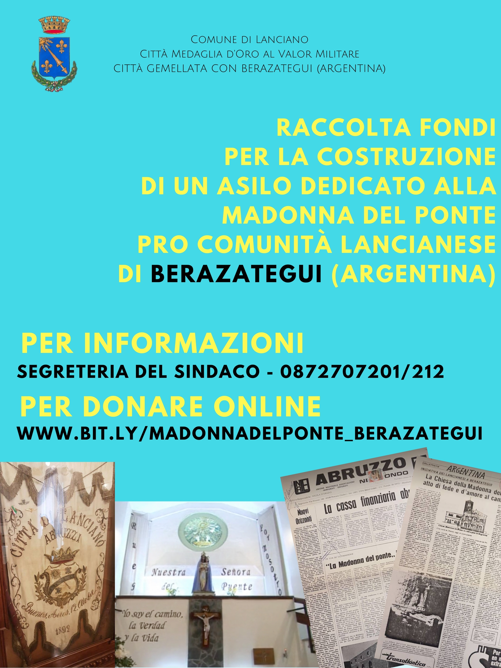 Raccolta fondi per la costruzione di un asilo dedicato alla Madonna del Ponte per la comunità lancianese di Berazategui (Argentina)