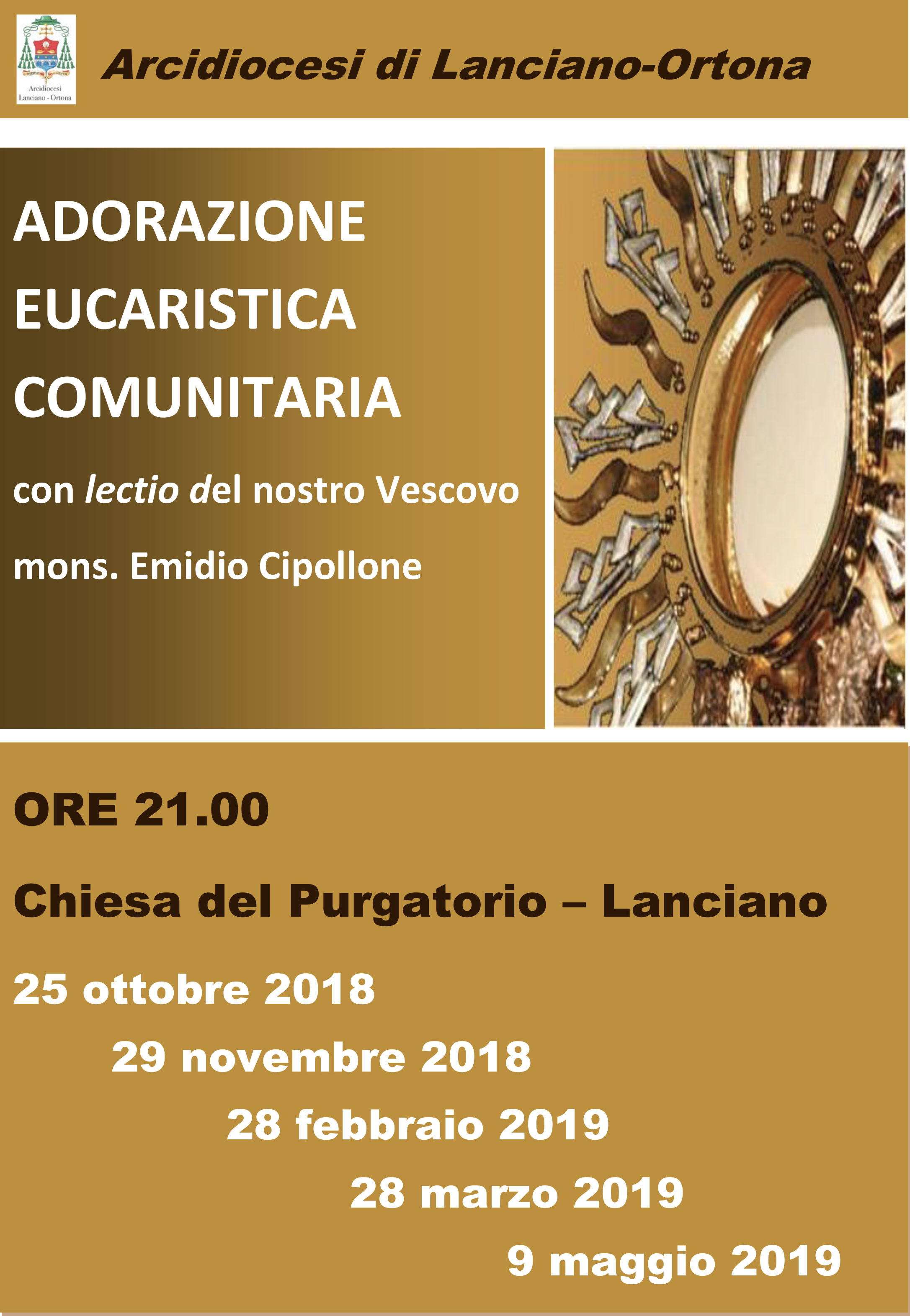 Adorazione eucaristica comunitaria con lectio divina dell’Arcivescovo