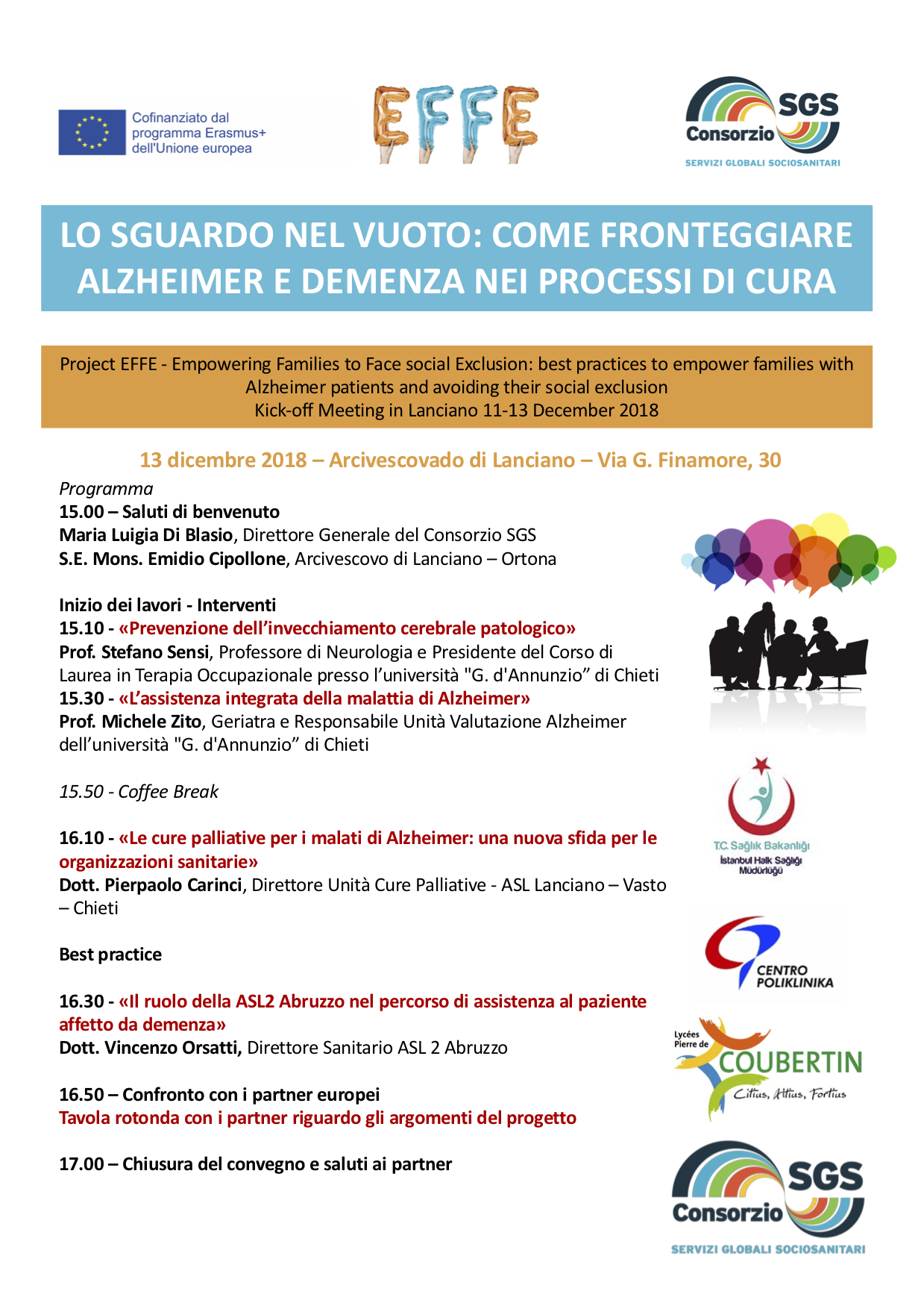 convegno”LO SGUARDO NEL VUOTO: COME FRONTEGGIARE ALZHEIMER E DEMENZA NEI PROCESSI DI CURA