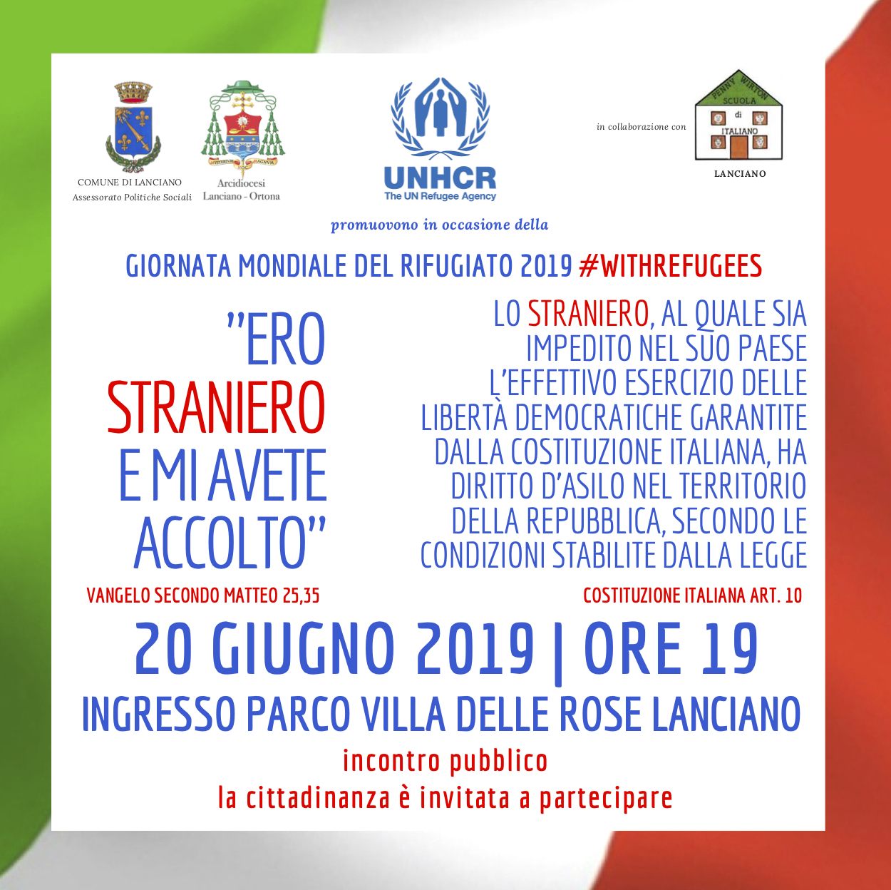 GIORNATA MONDIALE DEL RIFUGIATO 2019
