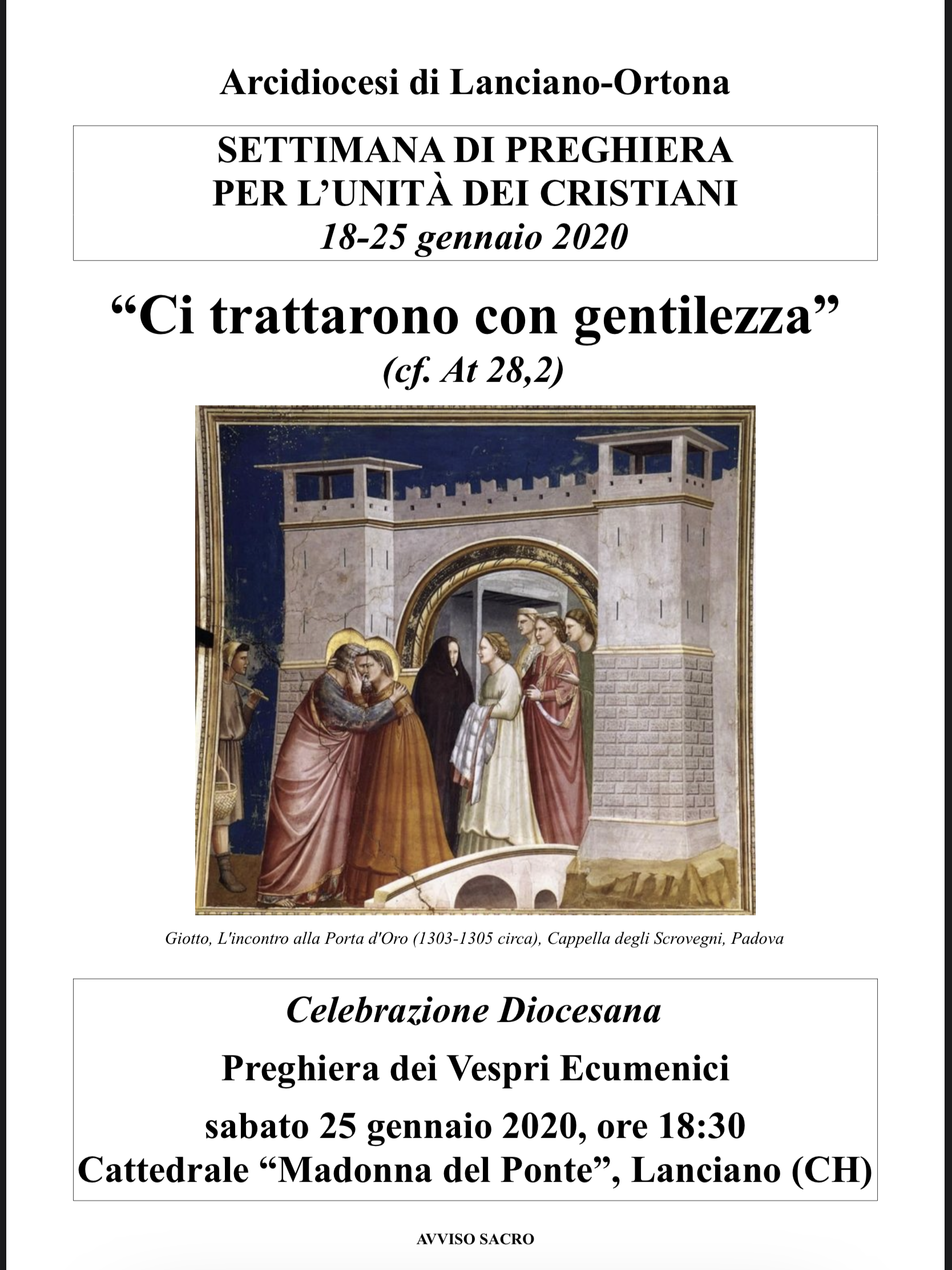 SETTIMANA DI PREGHIERA PER L’UNITÀ DEI CRISTIANI 18-25 gennaio 2020