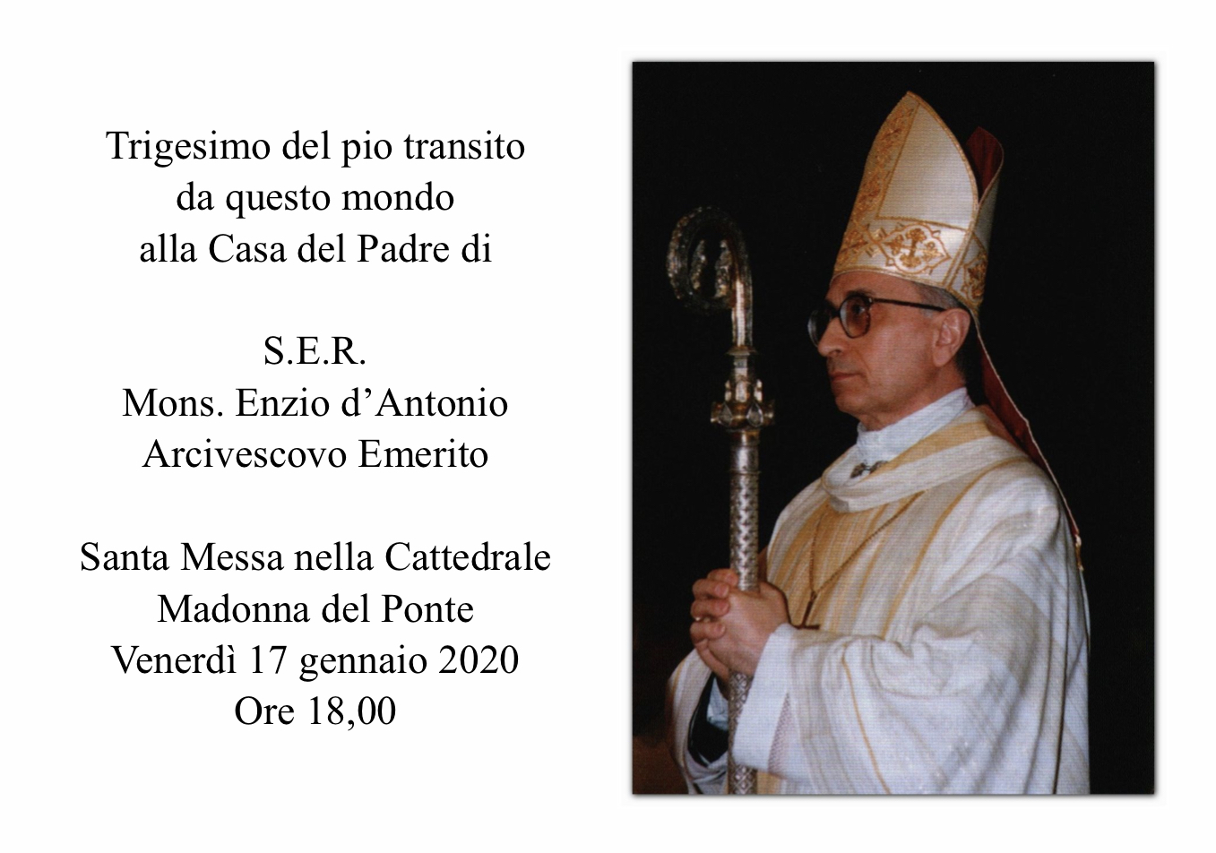 Trigesimo morte mons. d’Antonio