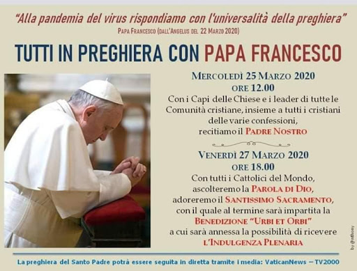 Tutti in preghiera con Papa Francesco