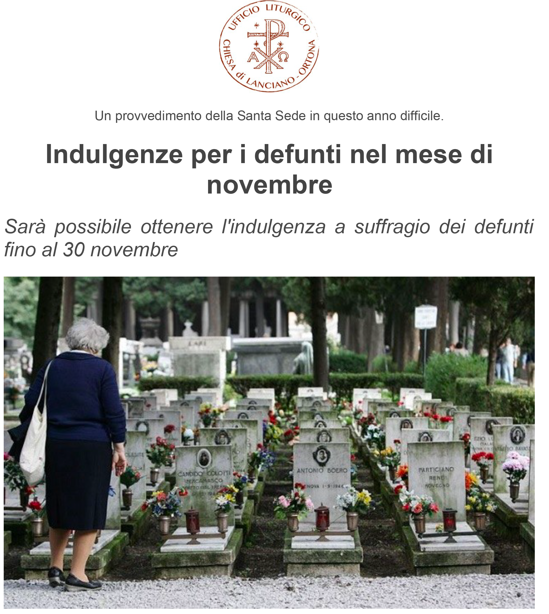 Indulgenze per i defunti nel mese di novembre