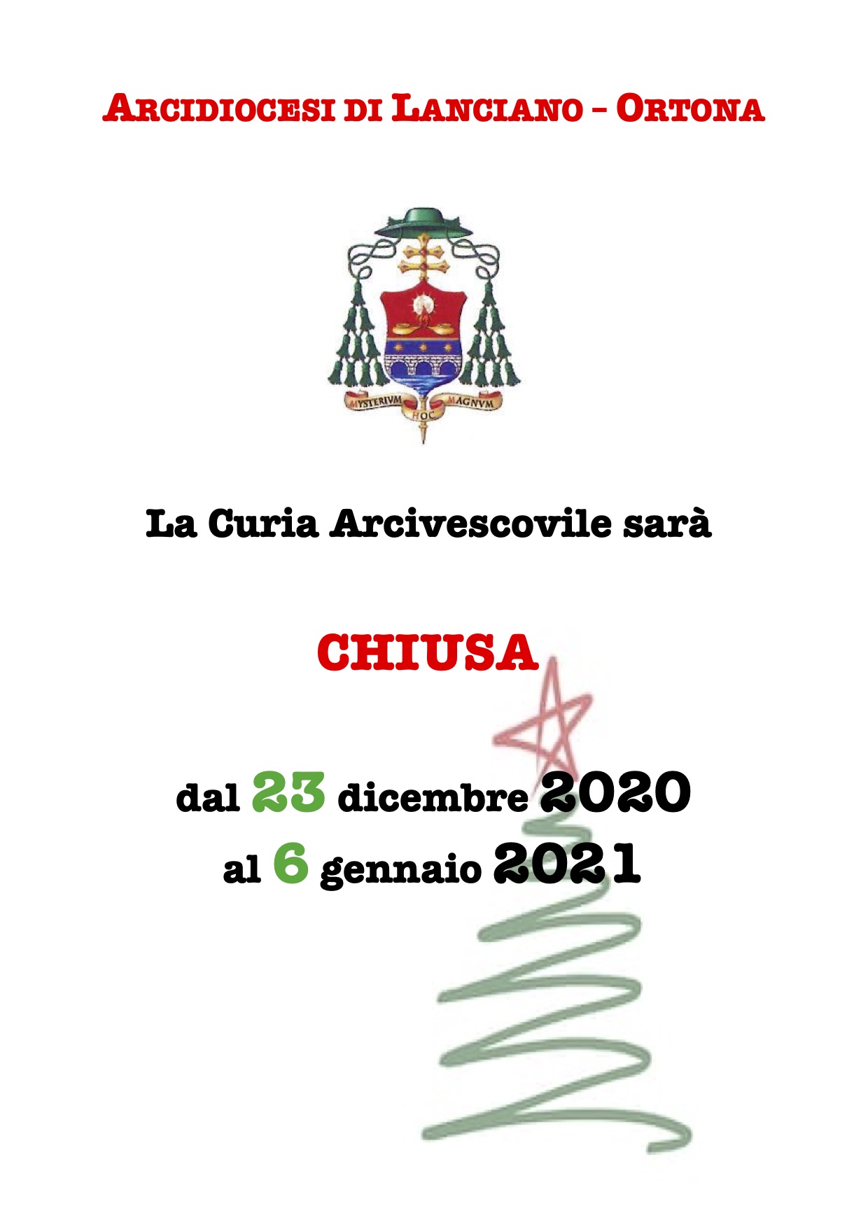 AVVISO CHIUSURA NATALIZIA 22/12/2020